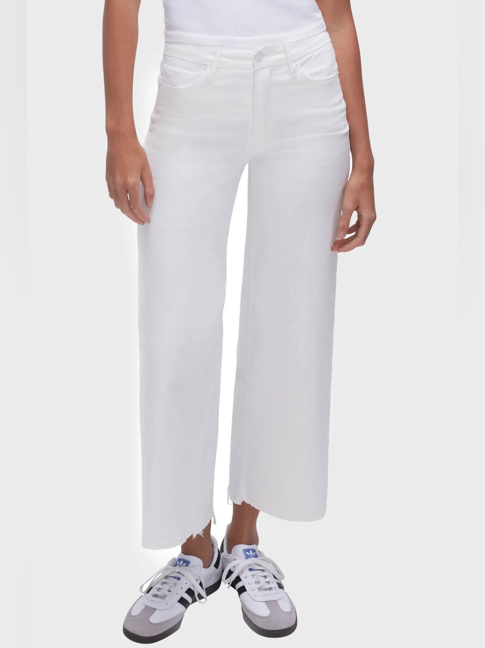 Good American Good Waist Palazzo Crop White Wide-Leg Jeans High-Rise Flare